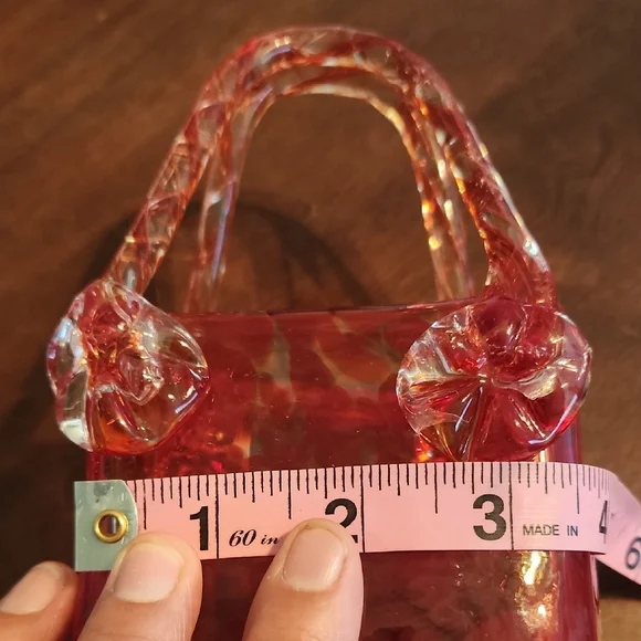 Vintage Murano Style Handblown Art Glass Rosette Purse Vase/Decor - Picture 7 of 10